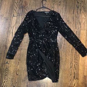 black sequence one peace dress